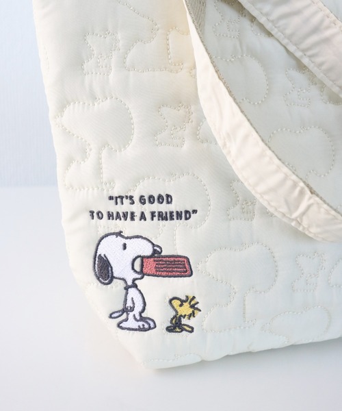 PEANUTS（ピーナッツ）の「〈PEANUTS/ピーナッツ〉スヌーピー  キルト生地 保冷ランチトート KBCT9（エコバッグ/サブバッグ・レディース・アイボリー・ONE SIZE）」の4枚目の写真