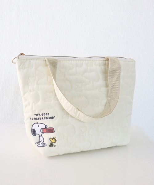 PEANUTS（ピーナッツ）の「〈PEANUTS/ピーナッツ〉スヌーピー  キルト生地 保冷ランチトート KBCT9（エコバッグ/サブバッグ・レディース・アイボリー・ONE SIZE）」の3枚目の写真