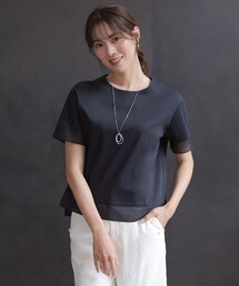 【シーンレスに活躍】コットンスムース シアーデザイン カットソー