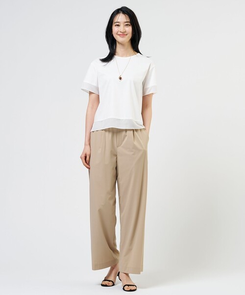J.PRESS Ladies(J.プレス レディス)の「【シーンレスに活躍】コットンスムース シアーデザイン カットソー(Tシャツ/カットソー・レディース・ブラウン系/ホワイト系/ネイビー系/サックスブルー系/ライトグリーン系/ライトグレー系・SMALL)」の14枚目の写真