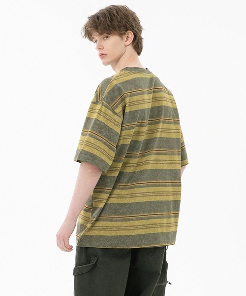 Ressaca(レサーカ)の「オーバーサイズマルチボーダーTシャツ(Tシャツ/カットソー・メンズ・ネイビー/イエロー/ピンク/ブルー/グレー・M/L/XL)」の12枚目の写真