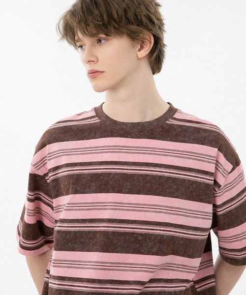 Ressaca(レサーカ)の「オーバーサイズマルチボーダーTシャツ(Tシャツ/カットソー・メンズ・ネイビー/イエロー/ピンク/ブルー/グレー・M/L/XL)」の10枚目の写真