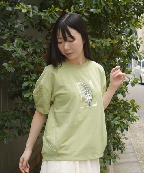 axes femme(アクシーズファム)の「アソートフラワープリントPO(Tシャツ/カットソー・レディース・グリーン/キナリ/ブルーグレー・FREE)」の17枚目の写真