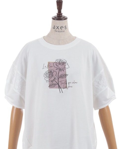 axes femme(アクシーズファム)の「アソートフラワープリントPO(Tシャツ/カットソー・レディース・グリーン/キナリ/ブルーグレー・FREE)」の6枚目の写真