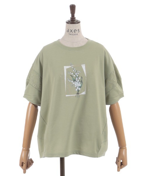 axes femme(アクシーズファム)の「アソートフラワープリントPO(Tシャツ/カットソー・レディース・グリーン/キナリ/ブルーグレー・FREE)」の10枚目の写真
