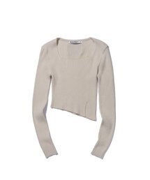 SQUARE NECK SWEATER L/BEIGE