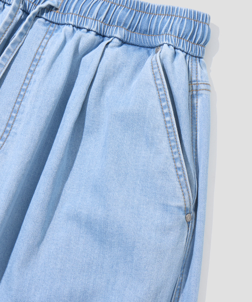 AGOD（エージーオーディー）の「リネンライクバンディングワイドデニムパンツ[ライトブルー]（デニムパンツ・レディース・その他・MEDIUM/LARGE/X-LARGE）」の7枚目の写真