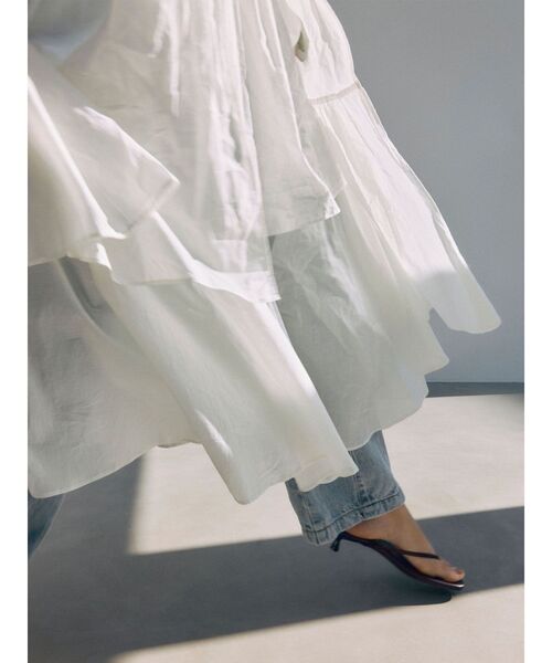 LAGUNAMOON(ラグナムーン)の「アシメティアードコットンスカート 【夏服】(スカート・レディース・オレンジ/ホワイト・SMALL/MEDIUM)」の2枚目の写真