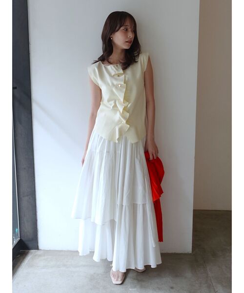 LAGUNAMOON(ラグナムーン)の「アシメティアードコットンスカート 【夏服】(スカート・レディース・オレンジ/ホワイト・SMALL/MEDIUM)」の17枚目の写真
