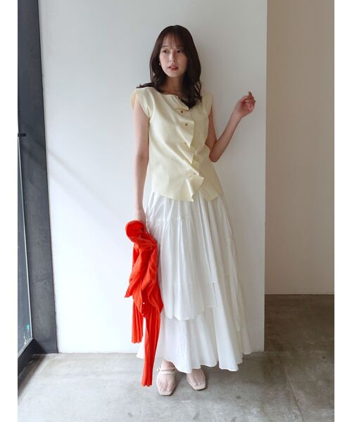 LAGUNAMOON(ラグナムーン)の「アシメティアードコットンスカート 【夏服】(スカート・レディース・オレンジ/ホワイト・SMALL/MEDIUM)」の18枚目の写真
