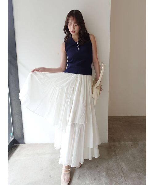 LAGUNAMOON(ラグナムーン)の「アシメティアードコットンスカート 【夏服】(スカート・レディース・オレンジ/ホワイト・SMALL/MEDIUM)」の19枚目の写真