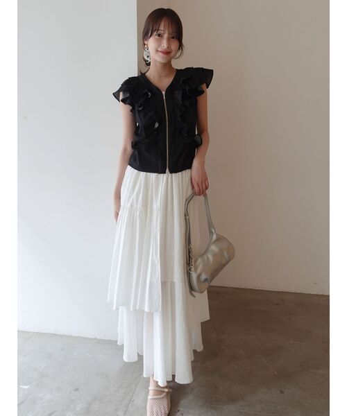 LAGUNAMOON(ラグナムーン)の「アシメティアードコットンスカート 【夏服】(スカート・レディース・オレンジ/ホワイト・SMALL/MEDIUM)」の20枚目の写真