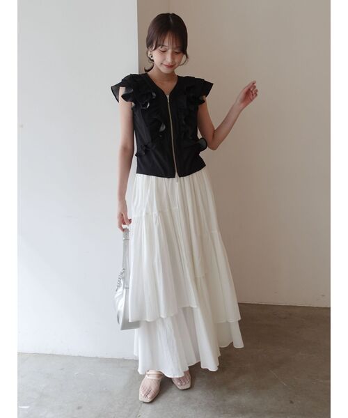 LAGUNAMOON(ラグナムーン)の「アシメティアードコットンスカート 【夏服】(スカート・レディース・オレンジ/ホワイト・SMALL/MEDIUM)」の21枚目の写真