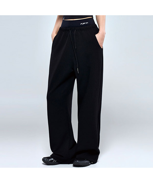 PHYSICAL GARMENTS（フィジカルガーメンツ）の「P5069 ウーマンレイヤードワイドパンツ [3COLOR]（スウェットパンツ・レディース・ブラック/ブラウン/アイボリー・SMALL/MEDIUM）」の2枚目の写真