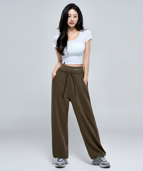 PHYSICAL GARMENTS（フィジカルガーメンツ）の「P5069 ウーマンレイヤードワイドパンツ [3COLOR]（スウェットパンツ・レディース・ブラック/ブラウン/アイボリー・SMALL/MEDIUM）」の7枚目の写真
