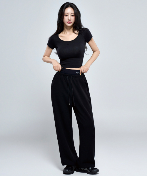 PHYSICAL GARMENTS（フィジカルガーメンツ）の「P5069 ウーマンレイヤードワイドパンツ [3COLOR]（スウェットパンツ・レディース・ブラック/ブラウン/アイボリー・SMALL/MEDIUM）」の17枚目の写真