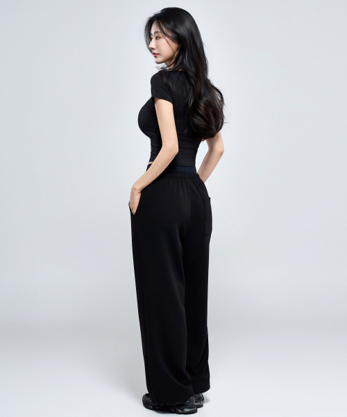 PHYSICAL GARMENTS（フィジカルガーメンツ）の「P5069 ウーマンレイヤードワイドパンツ [3COLOR]（スウェットパンツ・レディース・ブラック/ブラウン/アイボリー・SMALL/MEDIUM）」の22枚目の写真