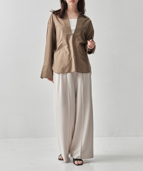 GOOD PEOPLE GOOD STITCHING GOOD PRODUCT（グッドピープルグッドスティッチンググッドプロダクト）の「[GOOD PEOPLE GOOD STITCHING GOOD PRODUCT/グッドピープル グッドステッチング グッドプロダクト]Skipper Pullover Shirt（シャツ/ブラウス・レディース・ミント/ライトブラウン・FREE）」の4枚目の写真
