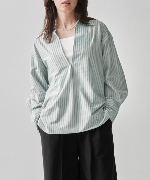 GOOD PEOPLE GOOD STITCHING GOOD PRODUCT（グッドピープルグッドスティッチンググッドプロダクト）の「[GOOD PEOPLE GOOD STITCHING GOOD PRODUCT/グッドピープル グッドステッチング グッドプロダクト]Skipper Pullover Shirt（シャツ/ブラウス・レディース・ミント/ライトブラウン・FREE）」の12枚目の写真