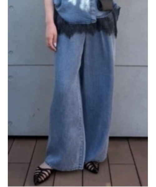 Te chichi(テチチ)の「ウォッシュデニムライクタックワイドパンツ(セットアップ可)(その他パンツ・レディース・ブラック/ネイビー・M/S)」の1枚目の写真