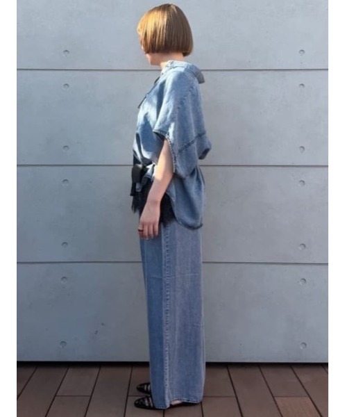 Te chichi(テチチ)の「ウォッシュデニムライクタックワイドパンツ(セットアップ可)(その他パンツ・レディース・ブラック/ネイビー・M/S)」の3枚目の写真