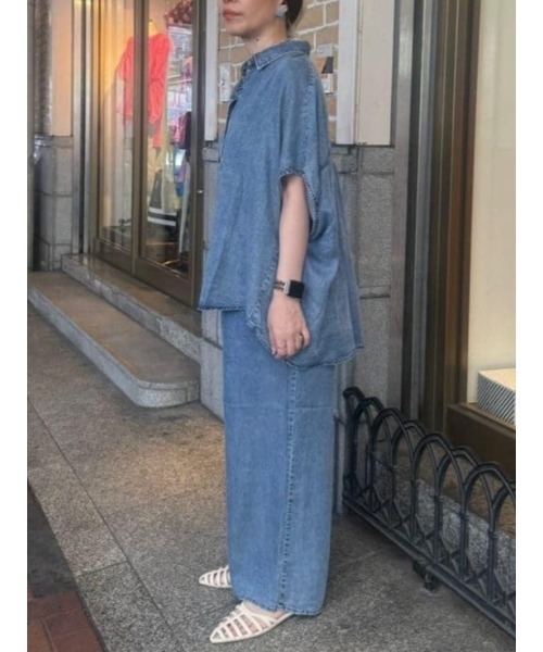 Te chichi(テチチ)の「ウォッシュデニムライクタックワイドパンツ(セットアップ可)(その他パンツ・レディース・ブラック/ネイビー・M/S)」の7枚目の写真