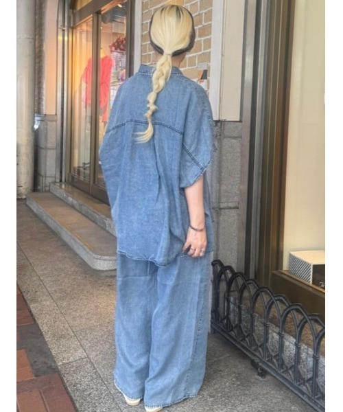 Te chichi(テチチ)の「ウォッシュデニムライクタックワイドパンツ(セットアップ可)(その他パンツ・レディース・ブラック/ネイビー・M/S)」の8枚目の写真