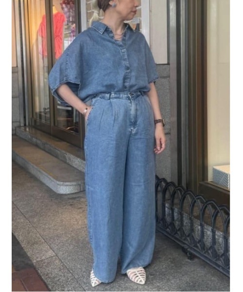 Te chichi(テチチ)の「ウォッシュデニムライクタックワイドパンツ(セットアップ可)(その他パンツ・レディース・ブラック/ネイビー・M/S)」の9枚目の写真