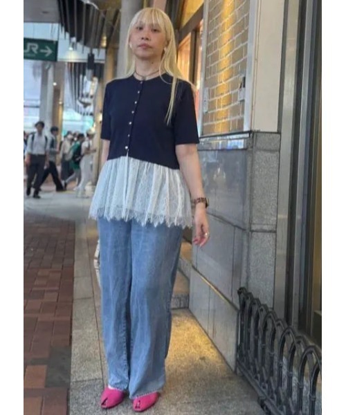 Te chichi(テチチ)の「ウォッシュデニムライクタックワイドパンツ(セットアップ可)(その他パンツ・レディース・ブラック/ネイビー・M/S)」の13枚目の写真