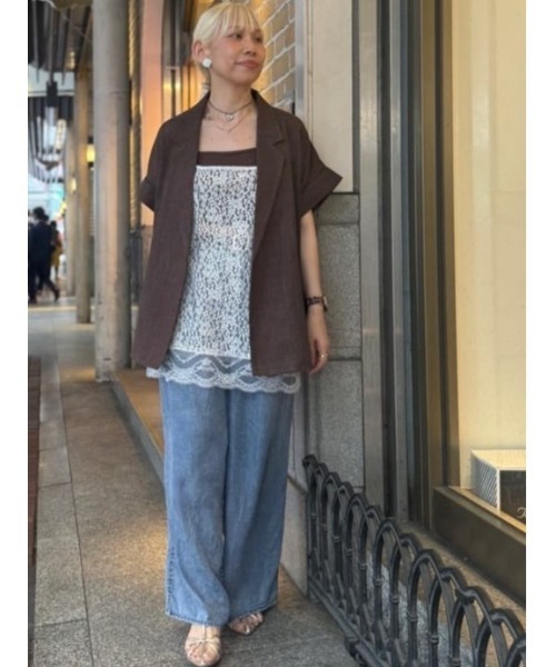 Te chichi(テチチ)の「ウォッシュデニムライクタックワイドパンツ(セットアップ可)(その他パンツ・レディース・ブラック/ネイビー・M/S)」の10枚目の写真