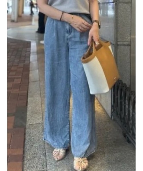 Te chichi(テチチ)の「ウォッシュデニムライクタックワイドパンツ(セットアップ可)(その他パンツ・レディース・ブラック/ネイビー・M/S)」の14枚目の写真