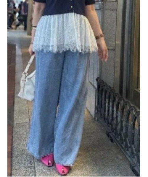 Te chichi(テチチ)の「ウォッシュデニムライクタックワイドパンツ(セットアップ可)(その他パンツ・レディース・ブラック/ネイビー・M/S)」の11枚目の写真