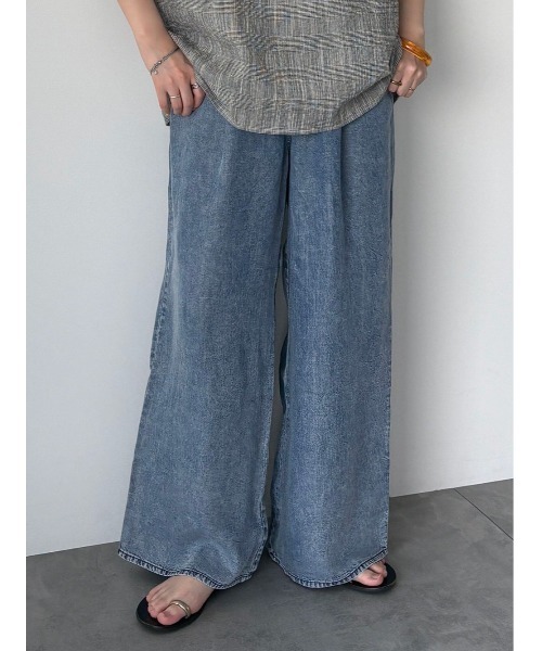 Te chichi(テチチ)の「ウォッシュデニムライクタックワイドパンツ(セットアップ可)(その他パンツ・レディース・ブラック/ネイビー・M/S)」の17枚目の写真