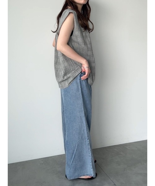 Te chichi(テチチ)の「ウォッシュデニムライクタックワイドパンツ(セットアップ可)(その他パンツ・レディース・ブラック/ネイビー・M/S)」の20枚目の写真