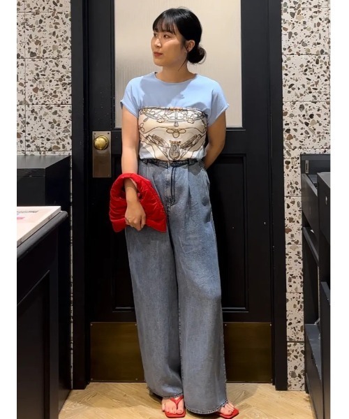 Te chichi(テチチ)の「ウォッシュデニムライクタックワイドパンツ(セットアップ可)(その他パンツ・レディース・ブラック/ネイビー・M/S)」の21枚目の写真