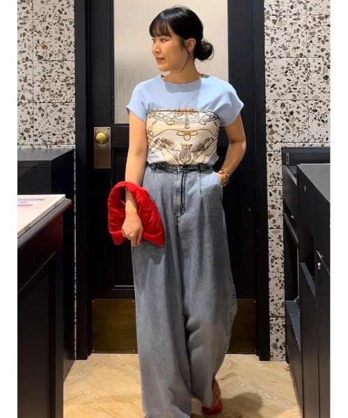 Te chichi(テチチ)の「ウォッシュデニムライクタックワイドパンツ(セットアップ可)(その他パンツ・レディース・ブラック/ネイビー・M/S)」の22枚目の写真