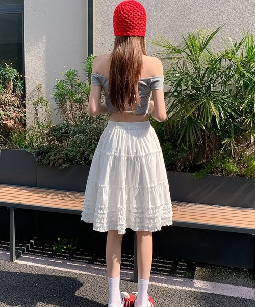 HALEY PESCA(ヘーリーペスカ)の「HALEY PESCA/ティアードフリルボリュームスカート(スカート・レディース・ホワイト・MEDIUM/SMALL/LARGE)」の4枚目の写真