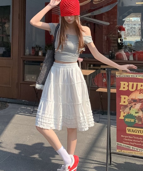 HALEY PESCA(ヘーリーペスカ)の「HALEY PESCA/ティアードフリルボリュームスカート(スカート・レディース・ホワイト・MEDIUM/SMALL/LARGE)」の13枚目の写真