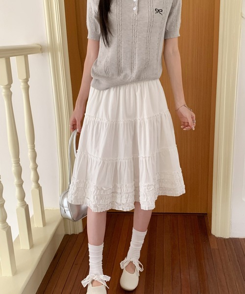 HALEY PESCA(ヘーリーペスカ)の「HALEY PESCA/ティアードフリルボリュームスカート(スカート・レディース・ホワイト・MEDIUM/SMALL/LARGE)」の11枚目の写真