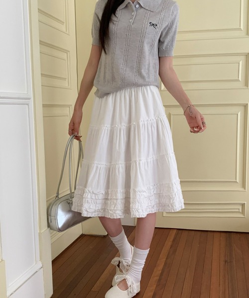 HALEY PESCA(ヘーリーペスカ)の「HALEY PESCA/ティアードフリルボリュームスカート(スカート・レディース・ホワイト・MEDIUM/SMALL/LARGE)」の17枚目の写真