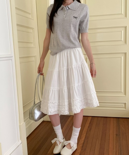 HALEY PESCA(ヘーリーペスカ)の「HALEY PESCA/ティアードフリルボリュームスカート(スカート・レディース・ホワイト・MEDIUM/SMALL/LARGE)」の18枚目の写真