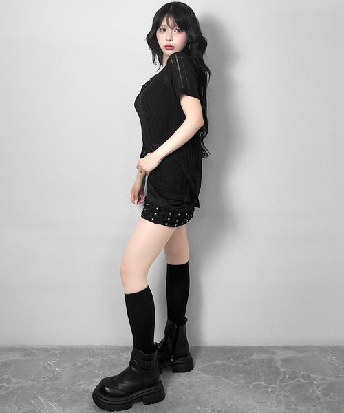 FOLLOWIN(フォロウィン)の「ピアシングポイントアシメヘムシアーニットトップス(ニット/セーター・レディース・ブラック/グレー/ホワイト・FREE)」の18枚目の写真