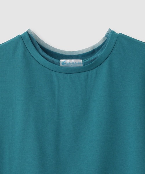 NAVY(ネイビー)の「【SARARI /サラリ】冷感 DRY チュールレース使いUVカットTシャツ(Tシャツ/カットソー・レディース・チャコール/ターコイズブルー/オフホワイト・M/L)」の7枚目の写真