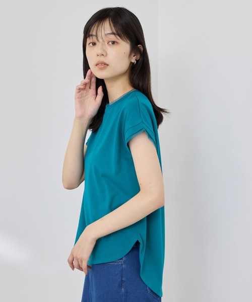 NAVY(ネイビー)の「【SARARI /サラリ】冷感 DRY チュールレース使いUVカットTシャツ(Tシャツ/カットソー・レディース・チャコール/ターコイズブルー/オフホワイト・M/L)」の10枚目の写真