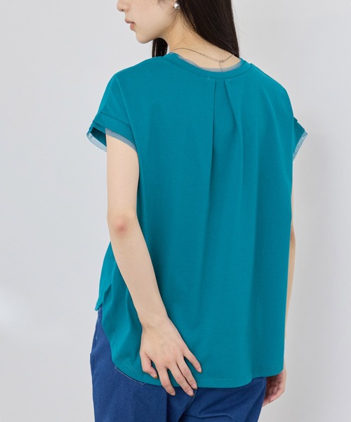 NAVY(ネイビー)の「【SARARI /サラリ】冷感 DRY チュールレース使いUVカットTシャツ(Tシャツ/カットソー・レディース・チャコール/ターコイズブルー/オフホワイト・M/L)」の11枚目の写真