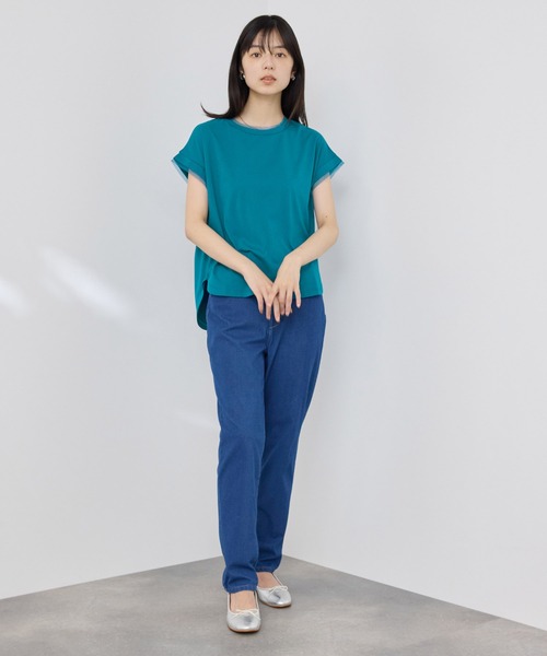 NAVY(ネイビー)の「【SARARI /サラリ】冷感 DRY チュールレース使いUVカットTシャツ(Tシャツ/カットソー・レディース・チャコール/ターコイズブルー/オフホワイト・M/L)」の14枚目の写真