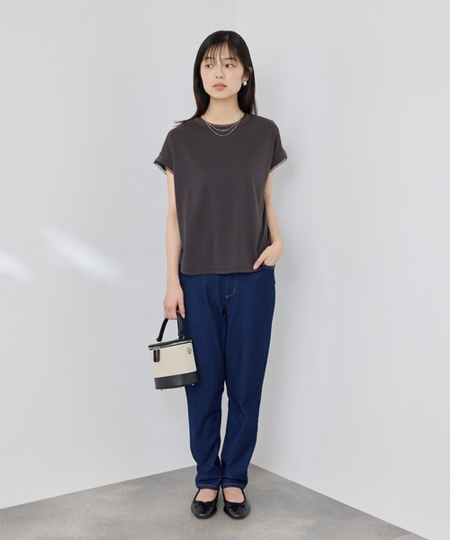 NAVY(ネイビー)の「【SARARI /サラリ】冷感 DRY チュールレース使いUVカットTシャツ(Tシャツ/カットソー・レディース・チャコール/ターコイズブルー/オフホワイト・M/L)」の17枚目の写真