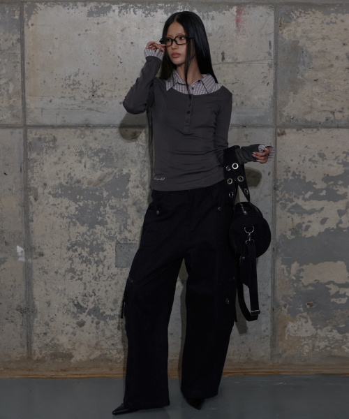 FANCY CLUB(ファンシークラブ)の「シャツレイヤードロングスリーブ (チャコール) F25ZB023(Tシャツ/カットソー・レディース・その他・ONE SIZE)」の4枚目の写真