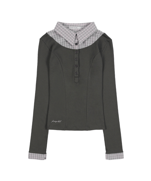 FANCY CLUB(ファンシークラブ)の「シャツレイヤードロングスリーブ (チャコール) F25ZB023(Tシャツ/カットソー・レディース・その他・ONE SIZE)」の5枚目の写真