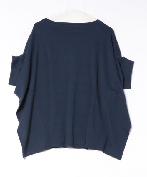 MARAI(マーライ)の「ドルマン半袖ボートネックカットソー Tシャツ コットン100% 無地(Tシャツ/カットソー・レディース・ネイビー/杢グレー・4L~5L)」の13枚目の写真